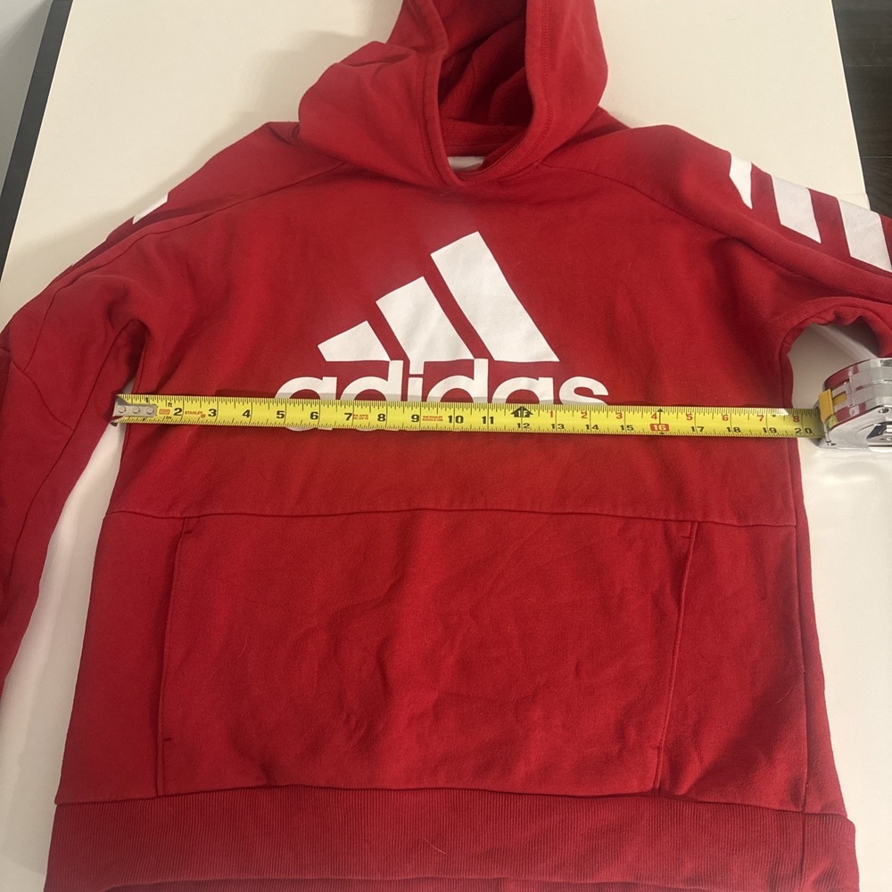 Adidas Kids 18/20 XL Red Hoodie Hooded Sweatshirt Long Sleeve Pullover Boys - Picture 4 of 4